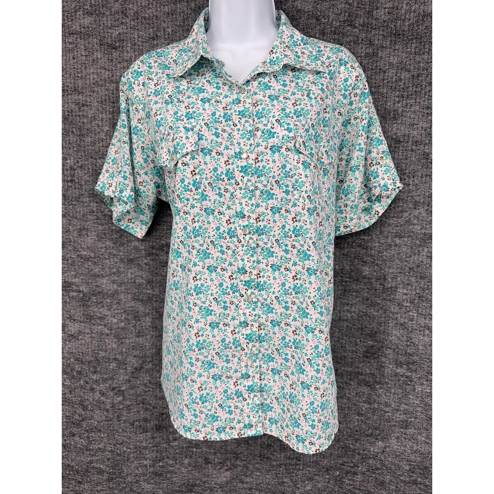 Wrangler Shirt Womens XXL Multicolor Floral Snap Front Collared Western Cotton
